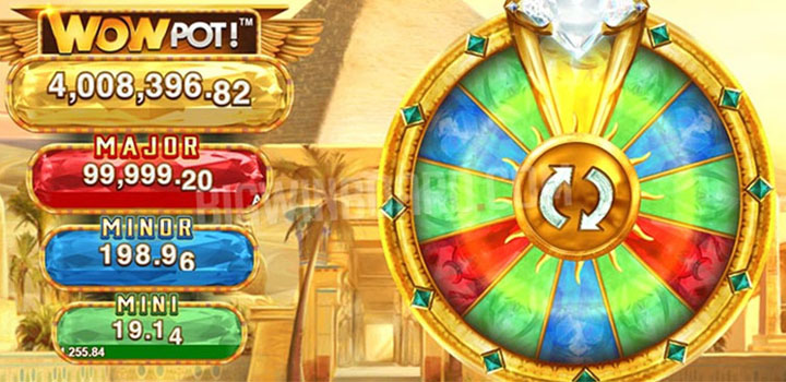 Queen of Alexandria WowPot jackpot bonus wheel