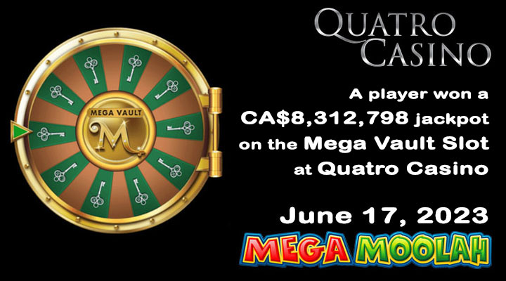 8.31 Million Mega Moolah Jackpot Won at Quatro Casino